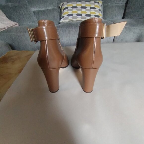 Max Mara Women's Tobacco Ornati Leather Block Heel Ankle Booties - Picture 3 of 6